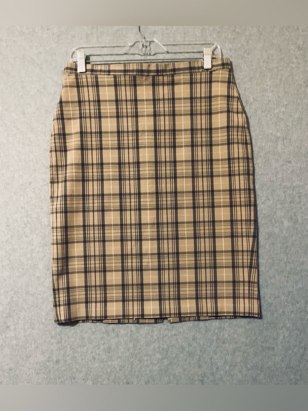 The Limited Beige and Black Plaid Pencil Midi Skirt SZ 12